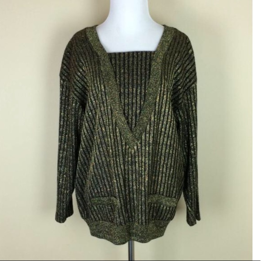 Vintage 80s Black & Gold Metallic Slouchy Sweater
